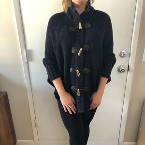 Michael Kors zip up and button navy poncho